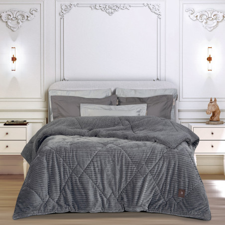 Κουβερτοπάπλωμα Υπέρδιπλο με Γούνα Sherpa Greenwich Polo Club 3484 Grey 220x240