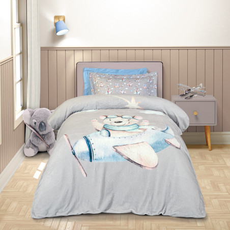 Παιδική Κουβέρτα Fleece Μονή Greenwich Polo Club 8851 Grey-Blue 160x220