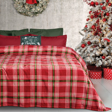 Κουβέρτα Fleece Υπέρδιπλη Das Home 1361 Red-Green 220x240
