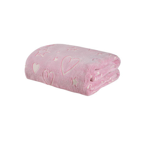 Παιδική Κουβέρτα Fleece Μονή Φωσφοριζέ Das Home 4898 Fuschia-White 160x220