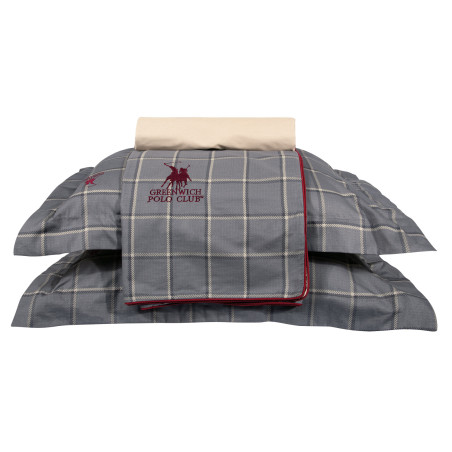 Σετ Παπλωματοθήκη Υπέρδιπλη 3 Τεμαχίων Greenwich Polo Club 2193 Γκρι-Μπεζ 220x240