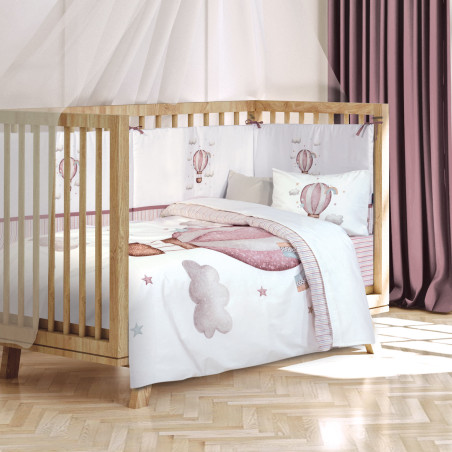 Σετ Σεντόνια Κούνιας 3 Τεμαχίων Greenwich Polo Club 8841 White-Nude-Pink 130x170