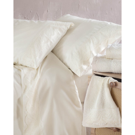 Σετ Σεντόνια Υπέρδιπλα 4 Τεμαχίων Rythmos Hypatia Εκρου 230x260