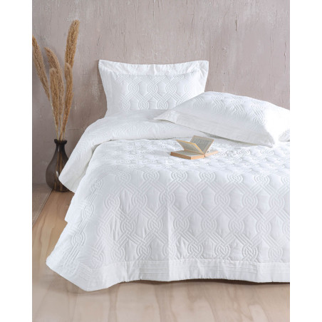 Σετ Κουβερλί και Σεντόνια Υπέρδιπλα 7 Τεμαχίων Rythmos Reina Λευκο 240x260