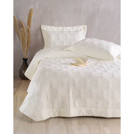 Σετ Κουβερλί Υπέρδιπλο 3 Τεμαχίων Rythmos  Reina Λευκο 235x250