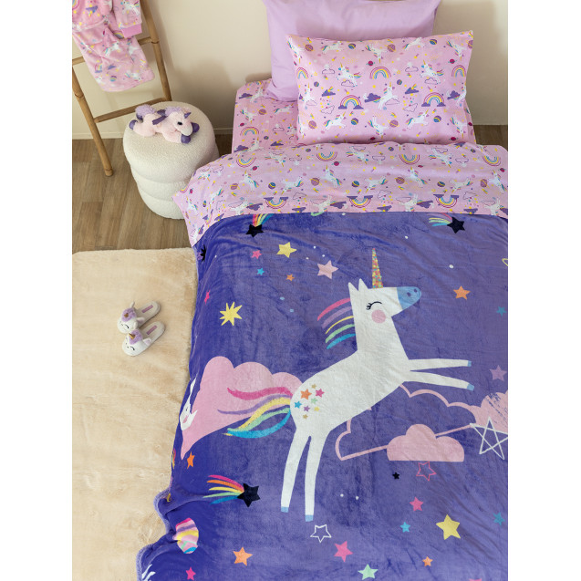 Κουβέρτα Fleece Μονή με Γούνα Sherpa Palamaiki...