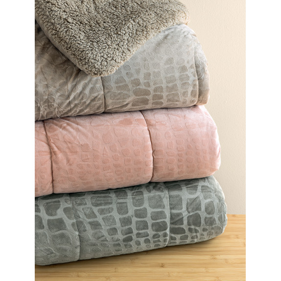 Κουβέρτα Βελουτέ Μονή Palamaiki 160x240 FLO ROSE