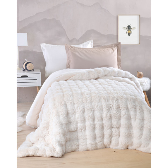 Κουβερτοπάπλωμα Μονό Rythmos Luxe Εκρου 160x220