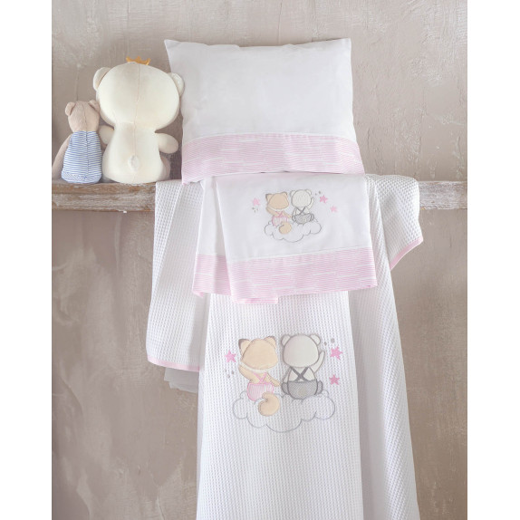 Σετ Σεντόνια Φανελένια Κούνιας 3 Τεμαχίων Rythmos Bye Bye...