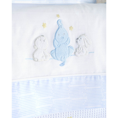 Σετ Σεντόνια Κούνιας 3 Τεμαχίων Rythmos Elephant Friends Μπλε 100x160