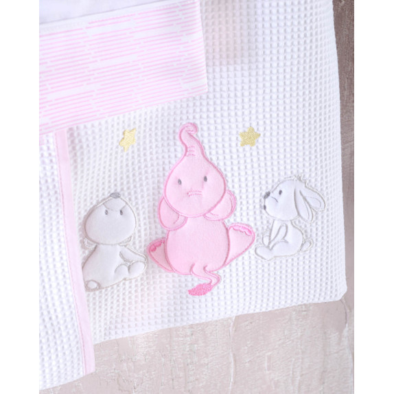 Κουβέρτα Πικέ Κούνιας Rythmos Elephant Friends Ροζ 120x150