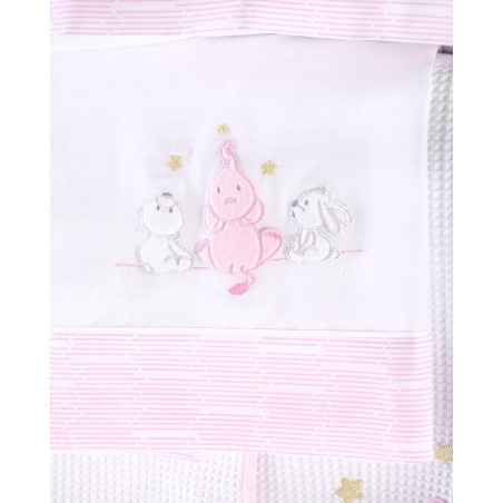 Κουβέρτα Πικέ Κούνιας Rythmos Elephant Friends Ροζ 120x150