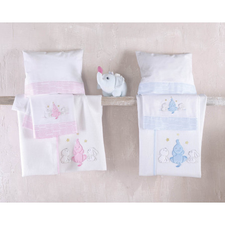 Κουβέρτα Πικέ Κούνιας Rythmos Elephant Friends Ροζ 120x150