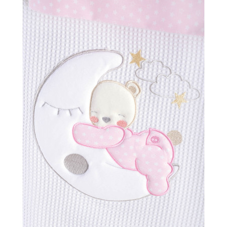 Κουβέρτα Πικέ Κούνιας Rythmos Moon Swing Ροζ 120x150