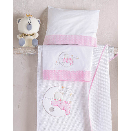 Κουβέρτα Πικέ Κούνιας Rythmos Moon Swing Ροζ 120x150
