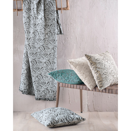 Μαξιλαροθήκη Διακόσμησης Rythmos Snake Πετρολ 40x40