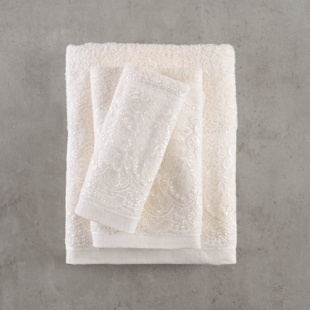 Σετ Πετσέτες 3 Τεμαχίων Rythmos Dione Εκρου 30x50,50x90,80x150