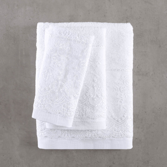 Σετ Πετσέτες 3 Τεμαχίων Rythmos Dione Λευκο...