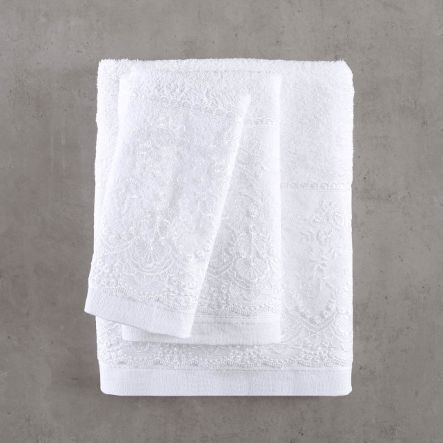 Σετ Πετσέτες 3 Τεμαχίων Rythmos Dione Λευκο...