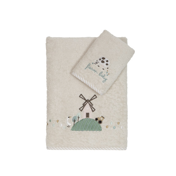 Σετ Βρεφικές Πετσέτες 2 Τεμαχίων Nima Farm Baby 30x50,70x140