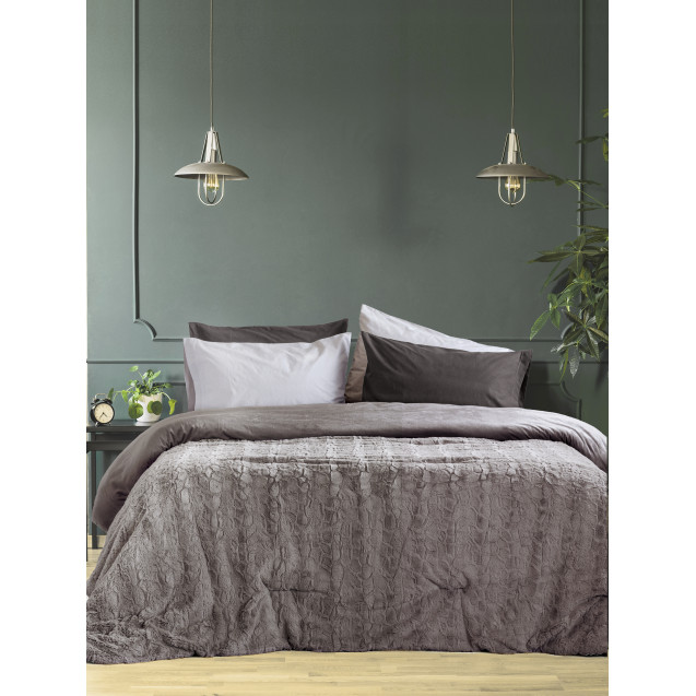 Κουβερτοπάπλωμα Μονό Nima Velure Cigar Beige...