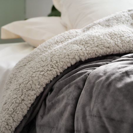 Κουβερτοπάπλωμα Μονό με Γούνα Gofis Home Teddy Mystic Grey 407/48 170x220