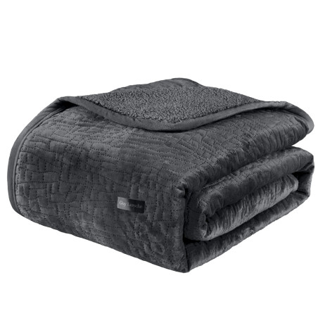 Σετ Κουβέρτα Βελουτέ Μονή και Μαξιλαροθήκη Διακόσμησης Guy Laroche Bolzano Anthracite 160x220