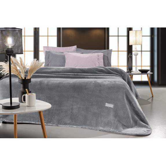 Κουβέρτα Βελουτέ Υπέρδιπλη Guy Laroche Cheval Silver 220x240
