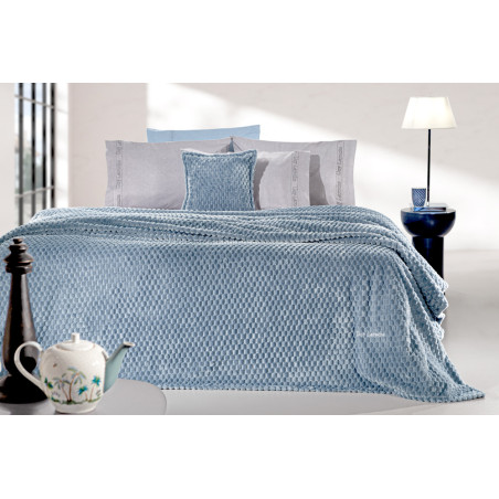 Σετ Κουβέρτα Fleece Υπέρδιπλη και Μαξιλαροθήκη Διακόσμησης Guy Laroche Smoothie Blue 220x240