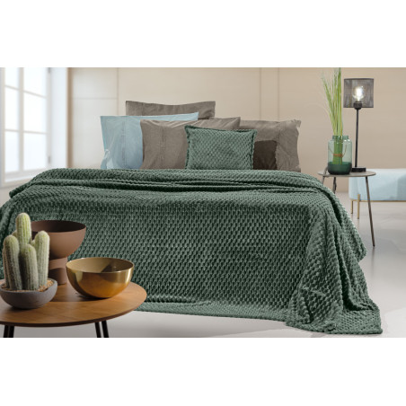 Σετ Κουβέρτα Fleece Υπέρδιπλη και Μαξιλαροθήκη Διακόσμησης Guy Laroche Smoothie Pesto 220x240