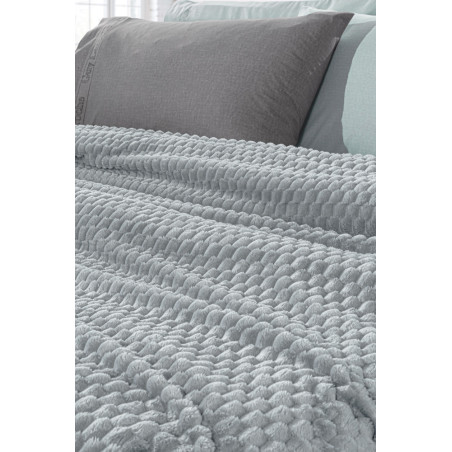 Σετ Κουβέρτα Fleece Υπέρδιπλη και Μαξιλαροθήκη Διακόσμησης Guy Laroche Smoothie Silver 220x240