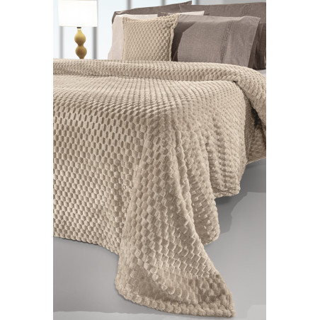 Σετ Κουβέρτα Fleece Υπέρδιπλη και Μαξιλαροθήκη Διακόσμησης Guy Laroche Smoothie Taupe 220x240