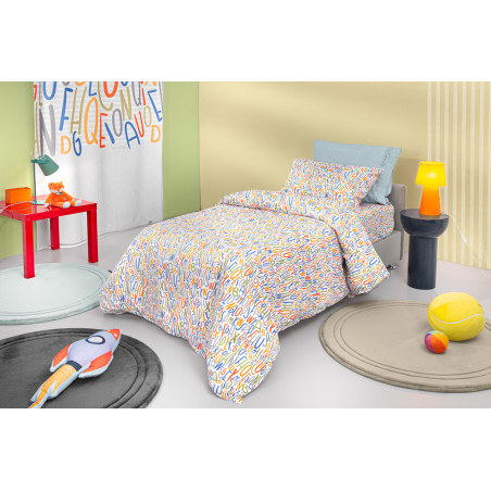 Σετ Παιδική Παπλωματοθήκη Μονή 2 Τεμαχίων Guy Laroche Letters Multi 165x255