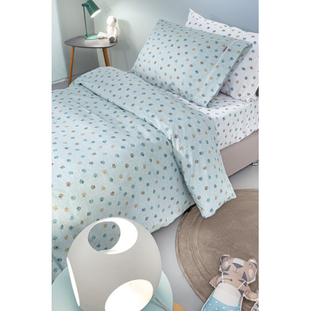 Σετ Παιδικά Σεντόνια Μονά με Λάστιχο 3 Τεμαχίων Guy Laroche Paw Ciel 100x200+28