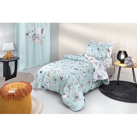 Σετ Παιδικά Σεντόνια Μονά 3 Τεμαχίων Guy Laroche Zootopia Aqua Grey 165x250