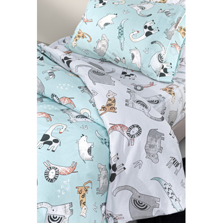 Σετ Παιδικά Σεντόνια Μονά 3 Τεμαχίων Guy Laroche Zootopia Aqua Grey 165x250
