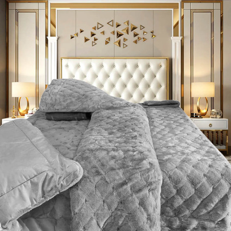 Κουβέρτα Γούνινη Υπέρδιπλη Morven Lyon 1910 Γκρι 220x240