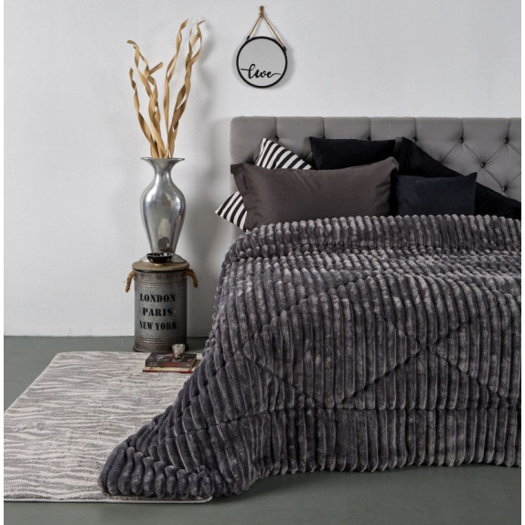 Κουβερτοπάπλωμα Υπέρδιπλο Sb Home Cortina Grey 220x240