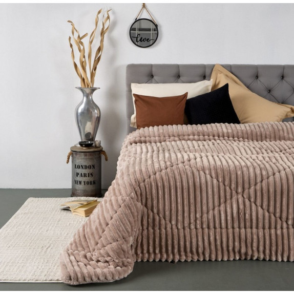Κουβερτοπάπλωμα Υπέρδιπλο Sb Home Cortina Camel 220x240