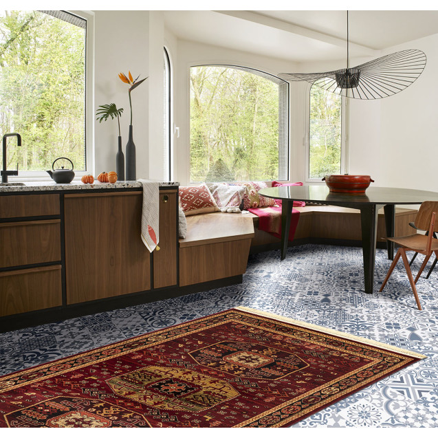 Χαλί New Plan Persia 6057 Burgundy Με Κροσσι...