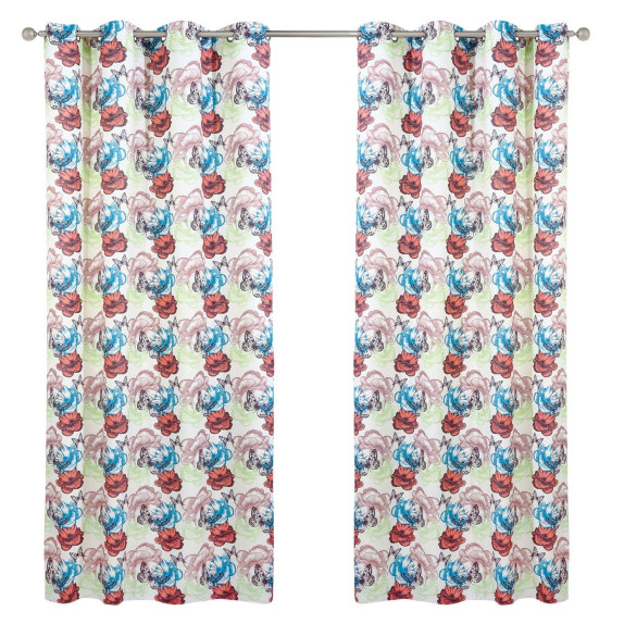 Κουρτίνα Das Home 2106 Εκρου-κεραμιδι-πετρολ-λαχανι 140χ260