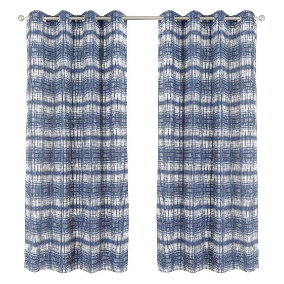 Κουρτίνα Με Κρικους Das Home 2117 Εκρου-μπλε 140χ260