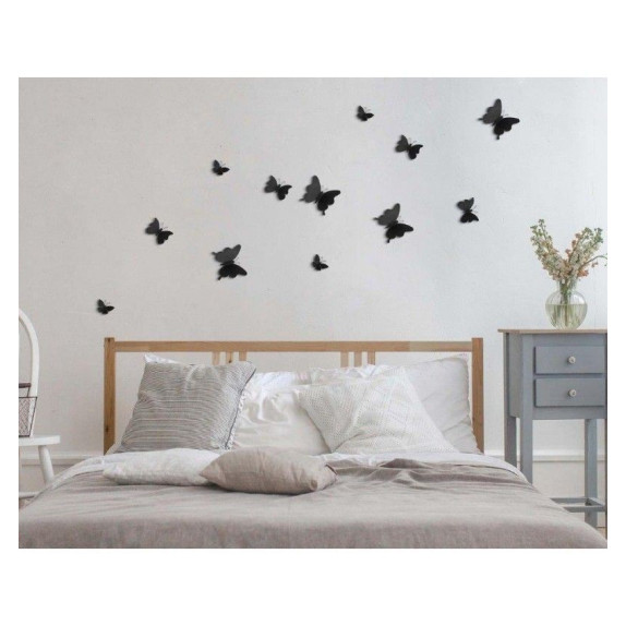 Αυτοκόλλητα 3D Πολυπροπυλενίου Ango Black Butterflies 24002
