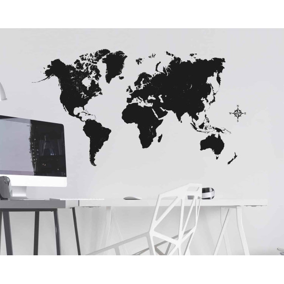 Αυτοκόλλητα Βινυλίου Large Για Τοίχο Ango Black Map 44214