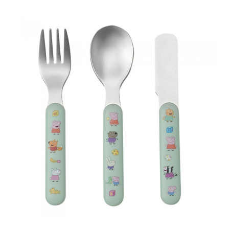 Σετ Κουταλο-Μαχαιρο-Πηρουνο 3 Τεμ Peppa Pig - Petιτ Jour  Paris