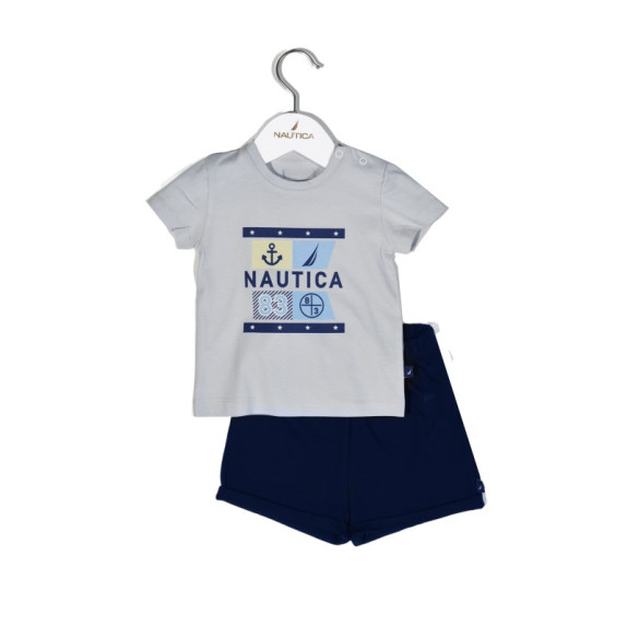 Nautica Des.15 Σετ T-Shirt & Shorts Jersey Grey/Navy 68Cm...