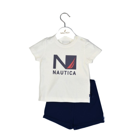 Nautica Des.17 Σετ T-Shirt & Shorts Jersey Ecru/Navy 68Cm...