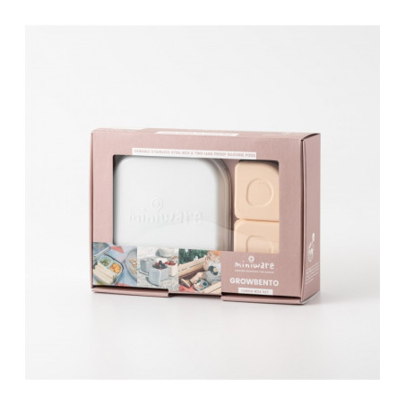 Miniware Des.14 Δοχείο Φαγητού Inox Καραμέλα 15X15Cm Με 2 Αποθηκευτικά Δοχεία Σιλικόνης