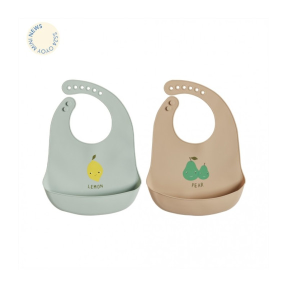 Σαλιάρες Σιλικόνης Σετ 2 Τεμ Lemon Oyoy