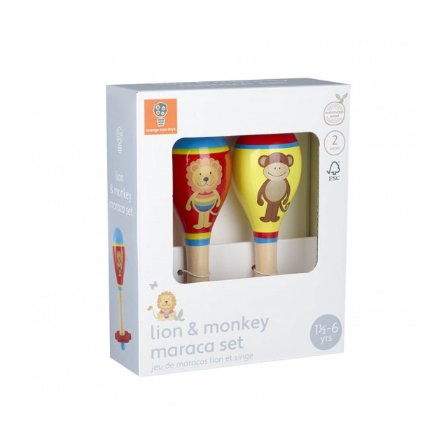 Μαράκες Σετ Λιοντάρι & Μαιμού Orange Tree Toys